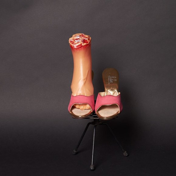 1950s Pink Suede Boomerang Heels Shoes - Picture 3 of 9